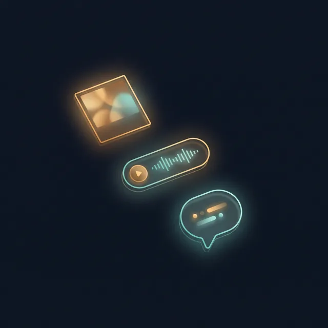 A photo, a voice note and a chat bubble